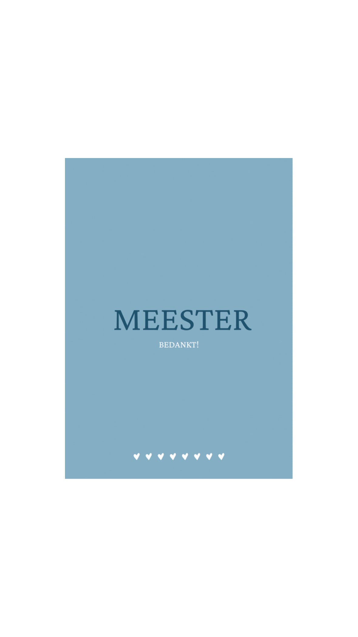 Kaart Meester bedankt